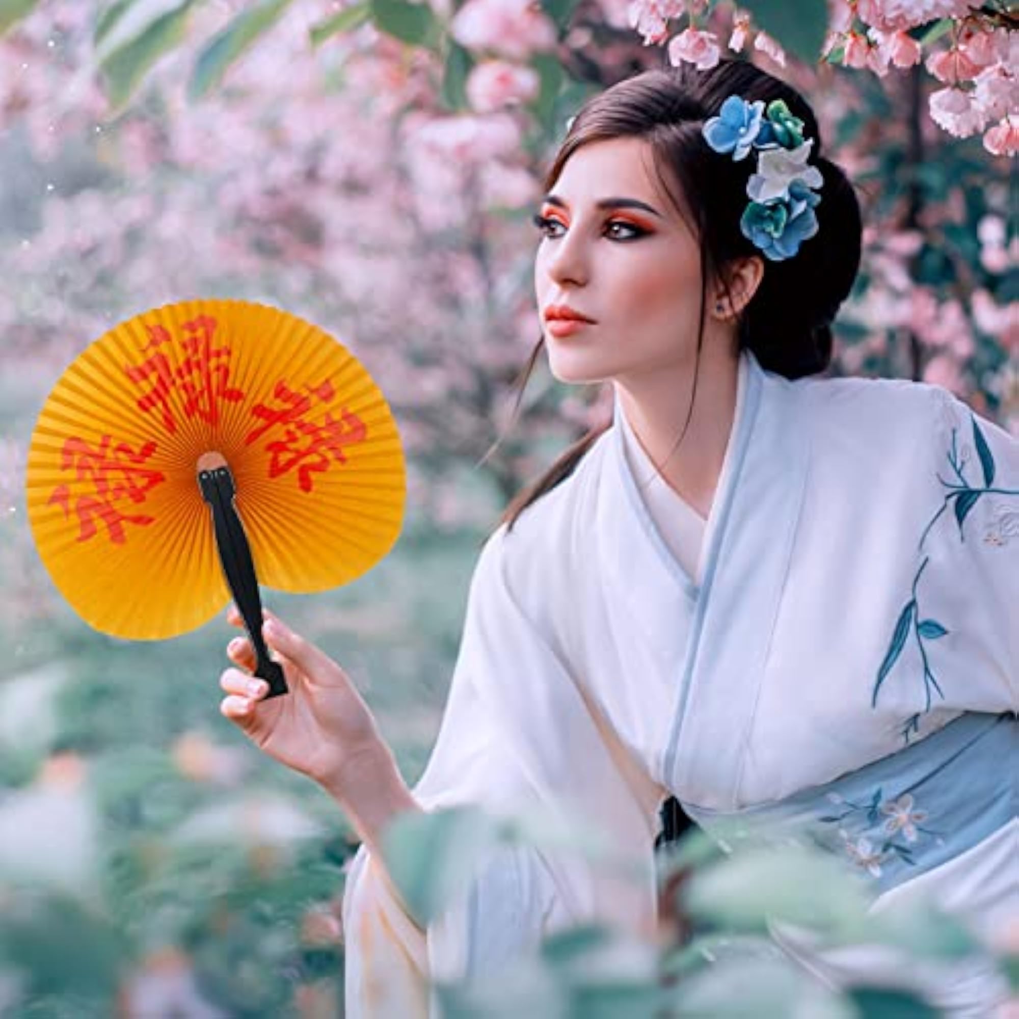 Chinese Character Folding Paper Fans, Assorted